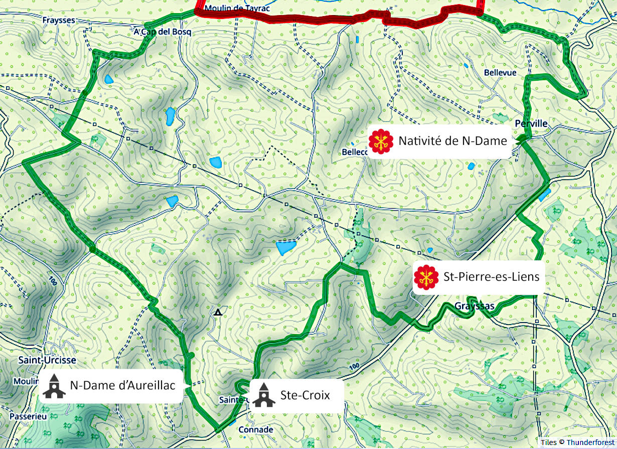 Chemin de Cluny - Pays de Serres - carte boucle sud BS2
